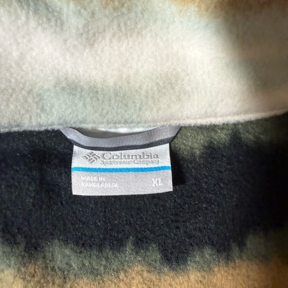 Columbia Men's Patterned Fleece Jacket - Black, Orange, White Size XL Super Warm - Picture 5 of 6